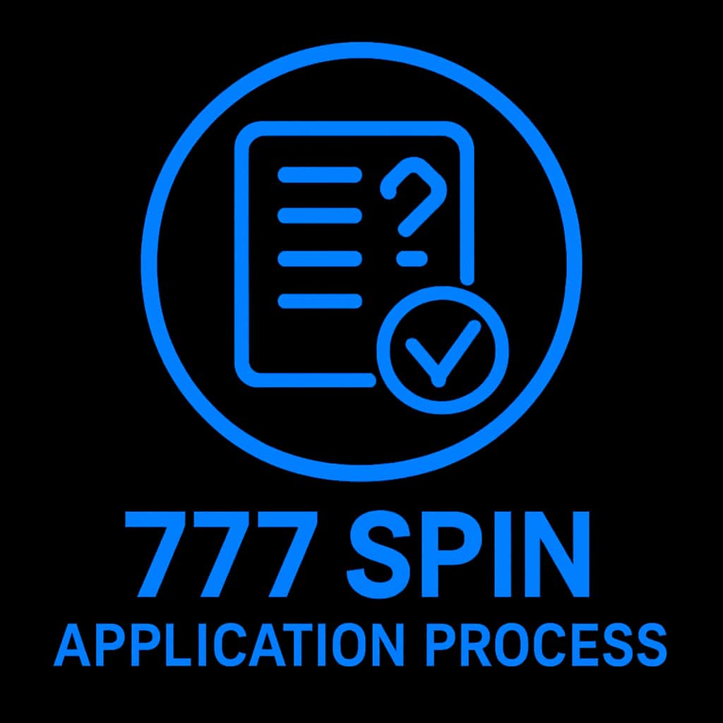 Icon representing the 777 Spin Application Process in a professional design.