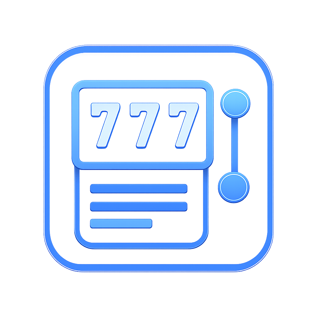 A badge illustrating the features of 777 Spin.