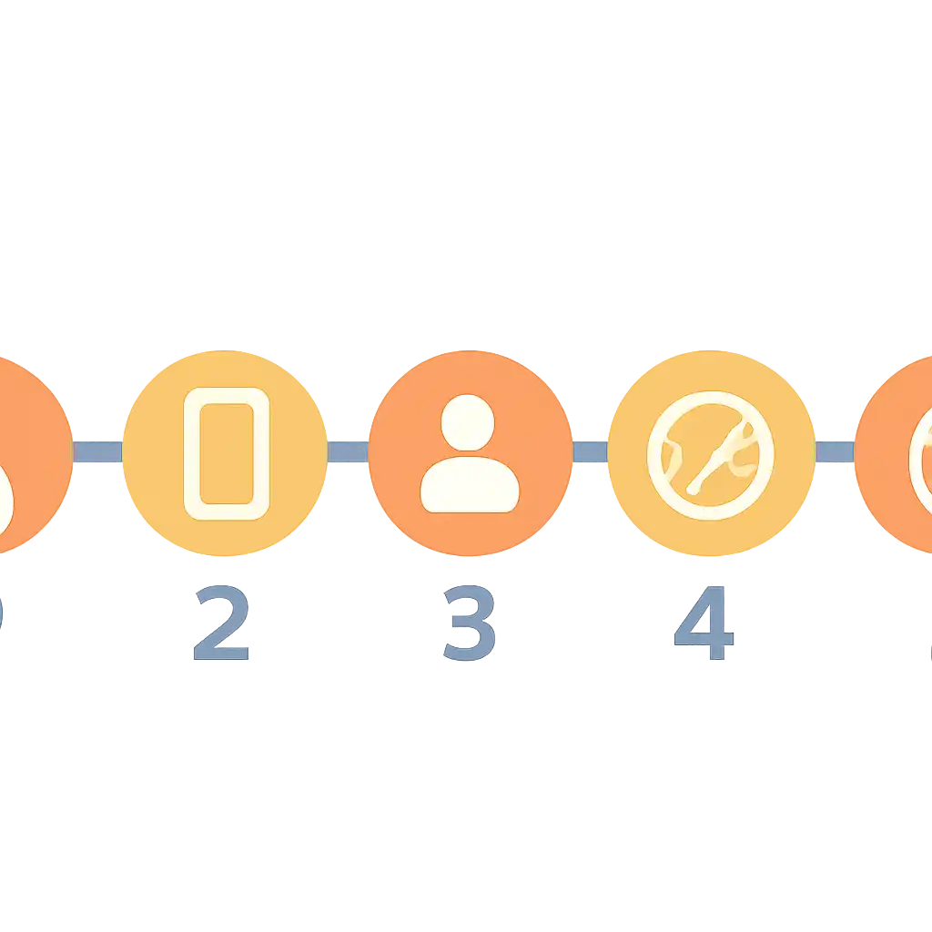 Five numbered circular icons connected by arrows in a horizontal flow, Getting Started With spin game steps