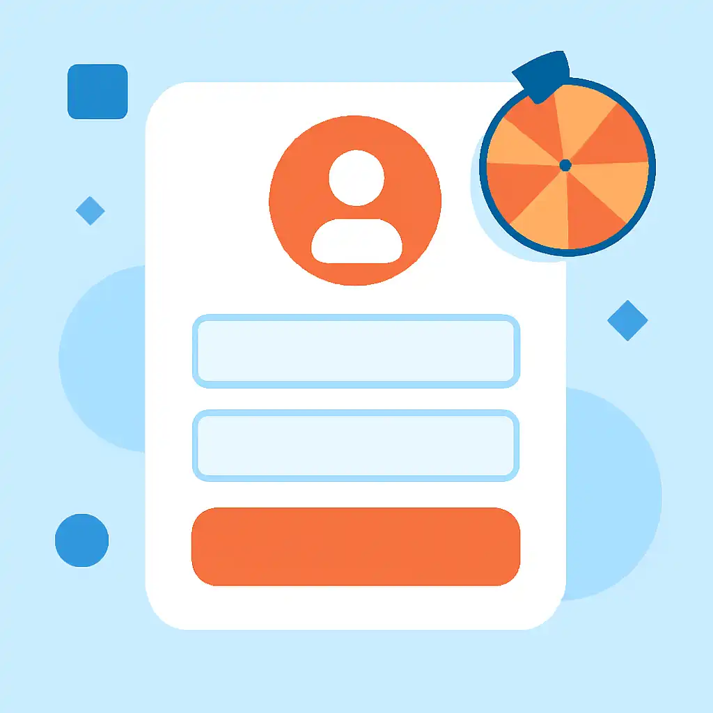 Close-up of button or form field for creating an account, Spin Game
