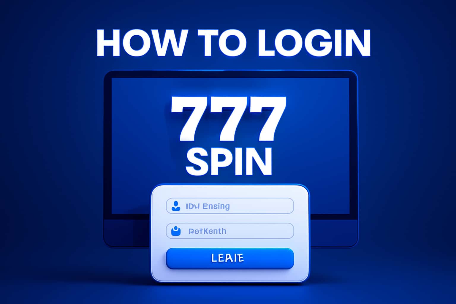 Informational scene depicting the login process for 777 Spin.