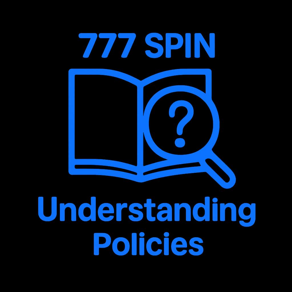 A badge representing 777 Spin policies for user guidance.